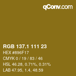 カラーコード: RGB 137.1 111 23 | qconv.com