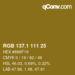 カラーコード: RGB 137.1 111 25 | qconv.com