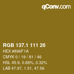 カラーコード: RGB 137.1 111 26 | qconv.com