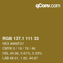 カラーコード: RGB 137.1 111 33 | qconv.com