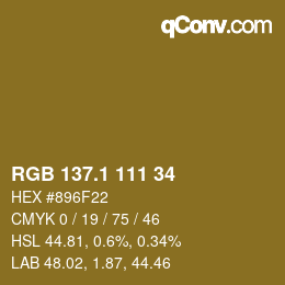 カラーコード: RGB 137.1 111 34 | qconv.com