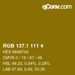 カラーコード: RGB 137.1 111 4 | qconv.com