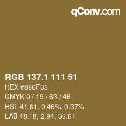 カラーコード: RGB 137.1 111 51 | qconv.com