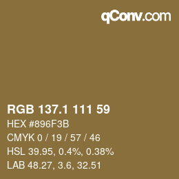 カラーコード: RGB 137.1 111 59 | qconv.com