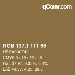 カラーコード: RGB 137.1 111 66 | qconv.com