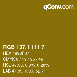 カラーコード: RGB 137.1 111 7 | qconv.com