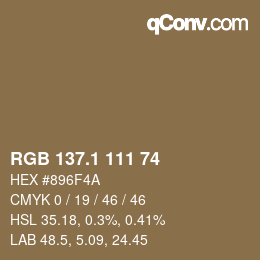 カラーコード: RGB 137.1 111 74 | qconv.com