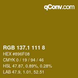 カラーコード: RGB 137.1 111 8 | qconv.com