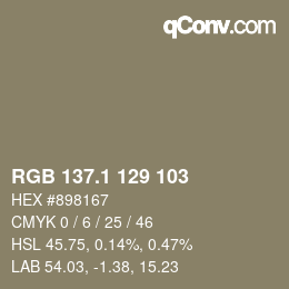 カラーコード: RGB 137.1 129 103 | qconv.com