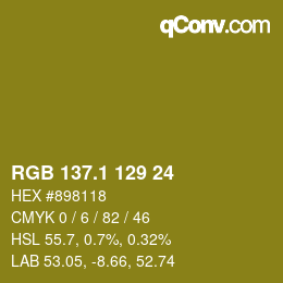 カラーコード: RGB 137.1 129 24 | qconv.com