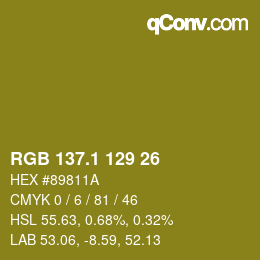 カラーコード: RGB 137.1 129 26 | qconv.com