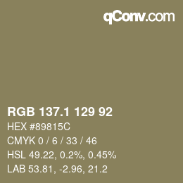 カラーコード: RGB 137.1 129 92 | qconv.com