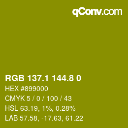 カラーコード: RGB 137.1 144.8 0 | qconv.com