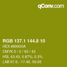 カラーコード: RGB 137.1 144.8 10 | qconv.com