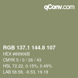 Color code: RGB 137.1 144.8 107 | qconv.com