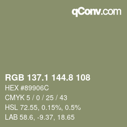 Color code: RGB 137.1 144.8 108 | qconv.com