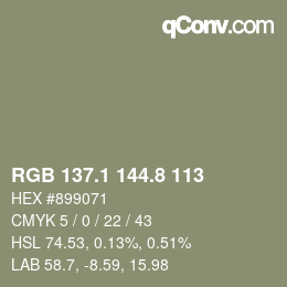 カラーコード: RGB 137.1 144.8 113 | qconv.com