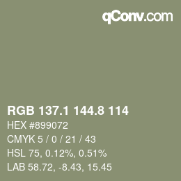 カラーコード: RGB 137.1 144.8 114 | qconv.com