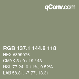 Color code: RGB 137.1 144.8 118 | qconv.com