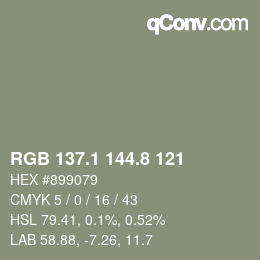 Color code: RGB 137.1 144.8 121 | qconv.com