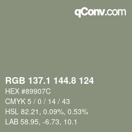 カラーコード: RGB 137.1 144.8 124 | qconv.com