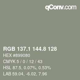 Color code: RGB 137.1 144.8 128 | qconv.com