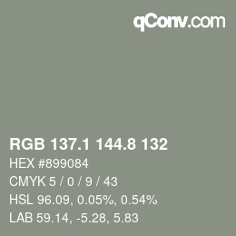 カラーコード: RGB 137.1 144.8 132 | qconv.com