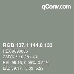 Color code: RGB 137.1 144.8 133 | qconv.com