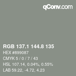 カラーコード: RGB 137.1 144.8 135 | qconv.com