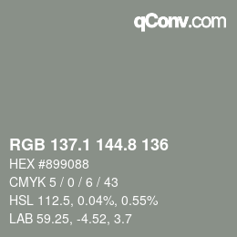 カラーコード: RGB 137.1 144.8 136 | qconv.com