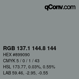 Color code: RGB 137.1 144.8 144 | qconv.com