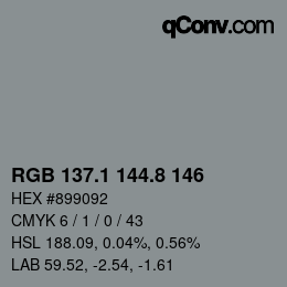 Color code: RGB 137.1 144.8 146 | qconv.com