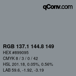 Color code: RGB 137.1 144.8 149 | qconv.com