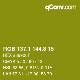 カラーコード: RGB 137.1 144.8 15 | qconv.com