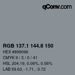 Color code: RGB 137.1 144.8 150 | qconv.com