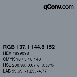 Color code: RGB 137.1 144.8 152 | qconv.com
