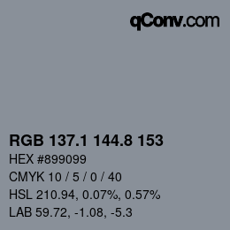 Código de color: RGB 137.1 144.8 153 | qconv.com