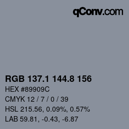 カラーコード: RGB 137.1 144.8 156 | qconv.com
