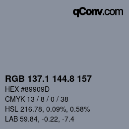 Color code: RGB 137.1 144.8 157 | qconv.com