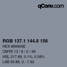 Color code: RGB 137.1 144.8 158 | qconv.com