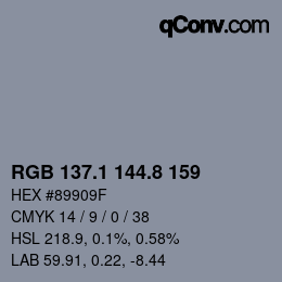 Color code: RGB 137.1 144.8 159 | qconv.com