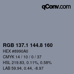 Color code: RGB 137.1 144.8 160 | qconv.com