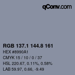 カラーコード: RGB 137.1 144.8 161 | qconv.com