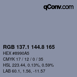 カラーコード: RGB 137.1 144.8 165 | qconv.com