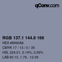 Color code: RGB 137.1 144.8 166 | qconv.com