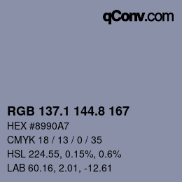 カラーコード: RGB 137.1 144.8 167 | qconv.com