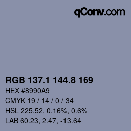 Color code: RGB 137.1 144.8 169 | qconv.com