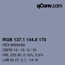 Código de color: RGB 137.1 144.8 170 | qconv.com