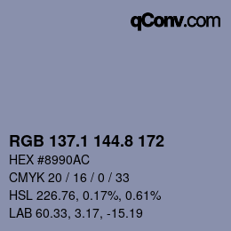 Color code: RGB 137.1 144.8 172 | qconv.com