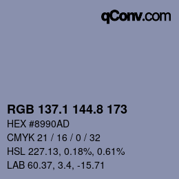 Color code: RGB 137.1 144.8 173 | qconv.com
